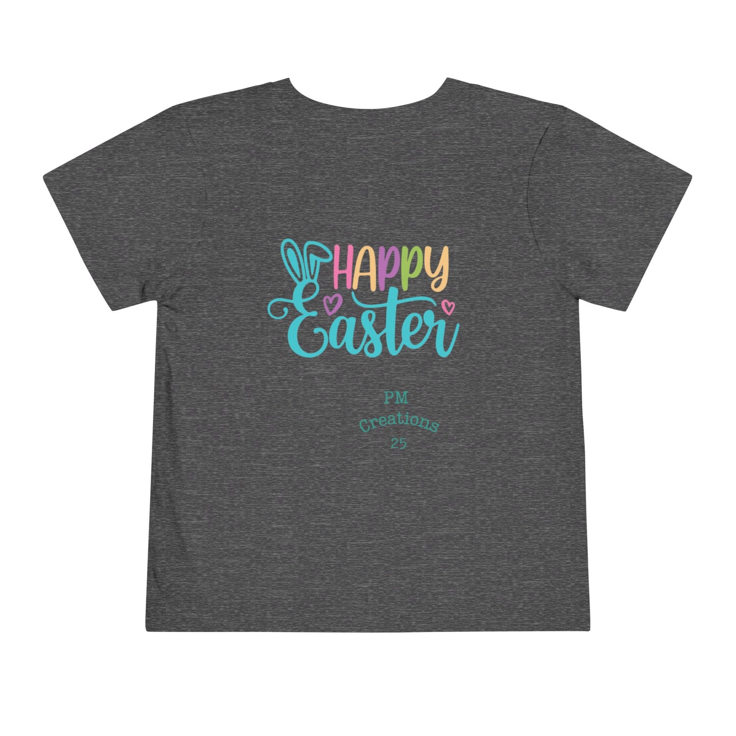 Toddler Tee — "He Is Risen" Easter Cross & Happy Easter Pastel Design