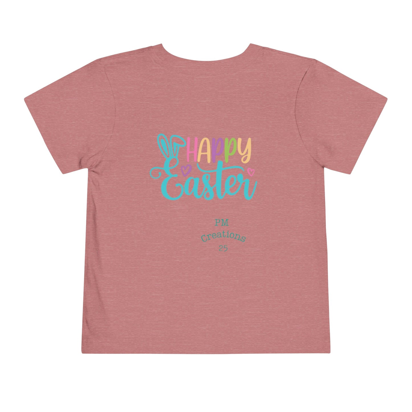 Toddler Tee — "He Is Risen" Easter Cross & Happy Easter Pastel Design