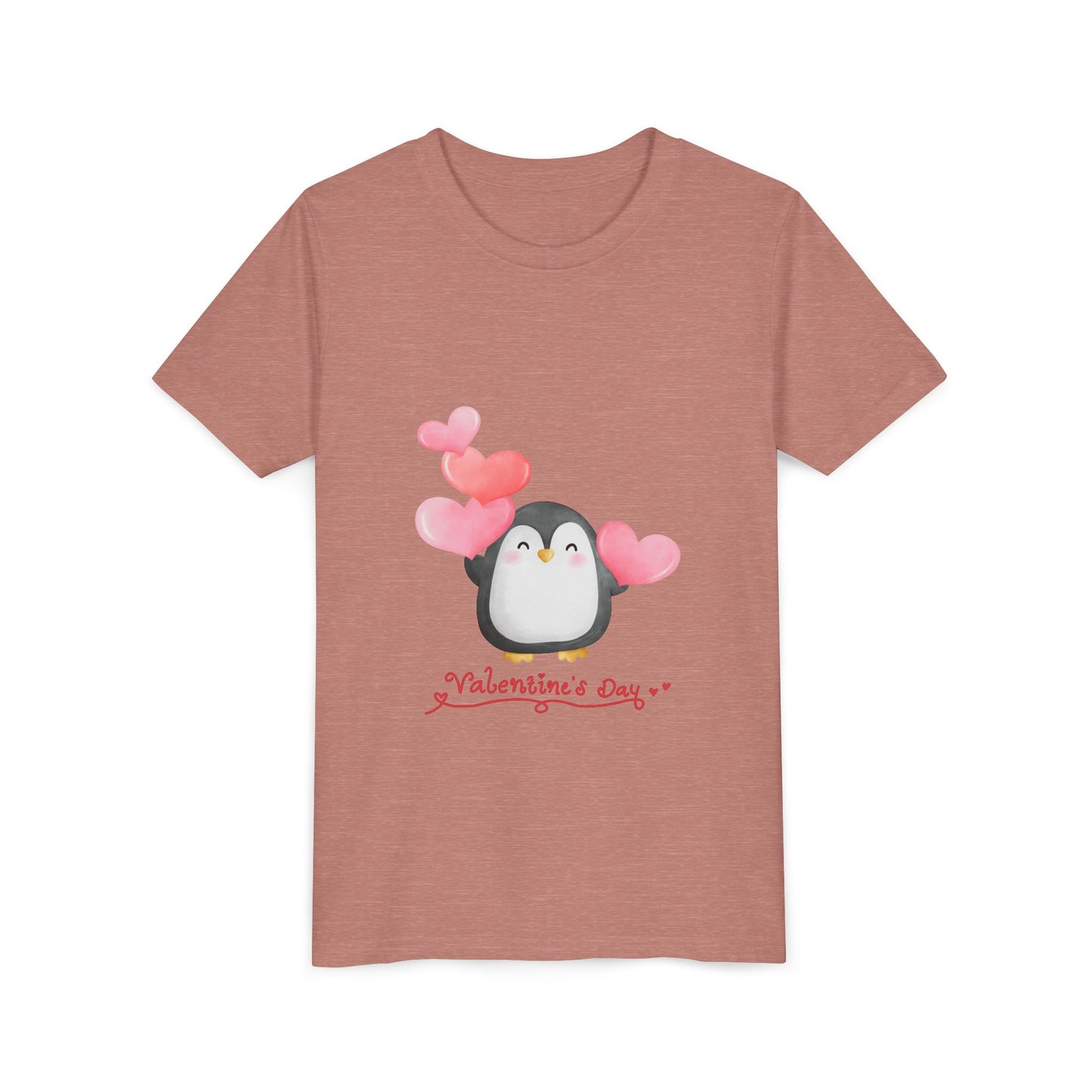 Valentine's Day Youth Tee – Cute Penguin with Hearts