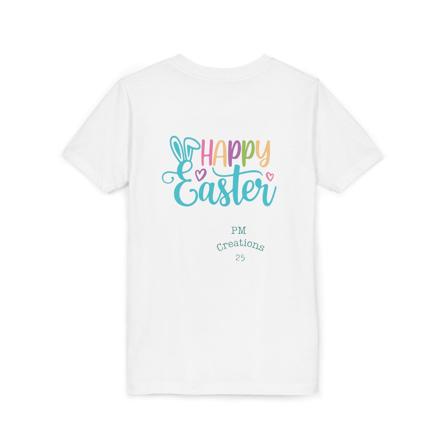 Youth Easter Tee — 'He Is Risen' Cross & 'Happy Easter' Pastel Kids Shirt