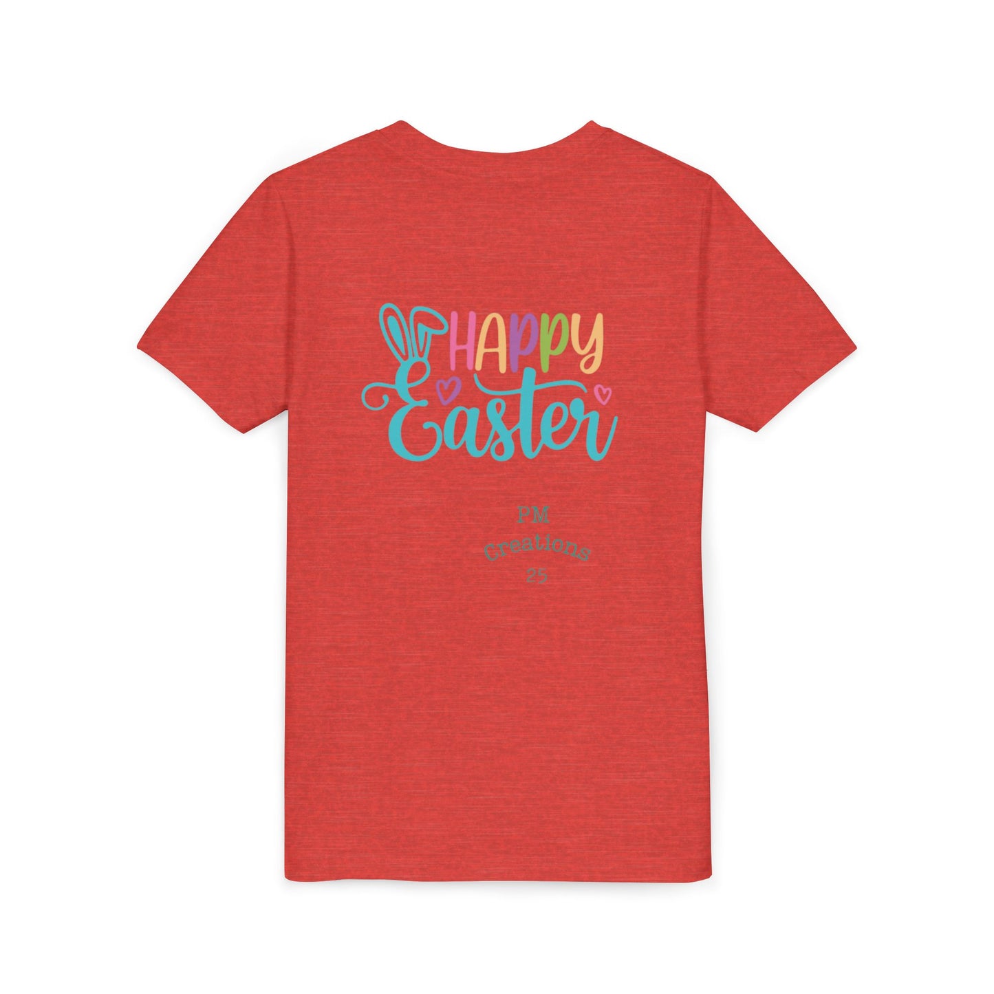 Youth Easter Tee — 'He Is Risen' Cross & 'Happy Easter' Pastel Kids Shirt