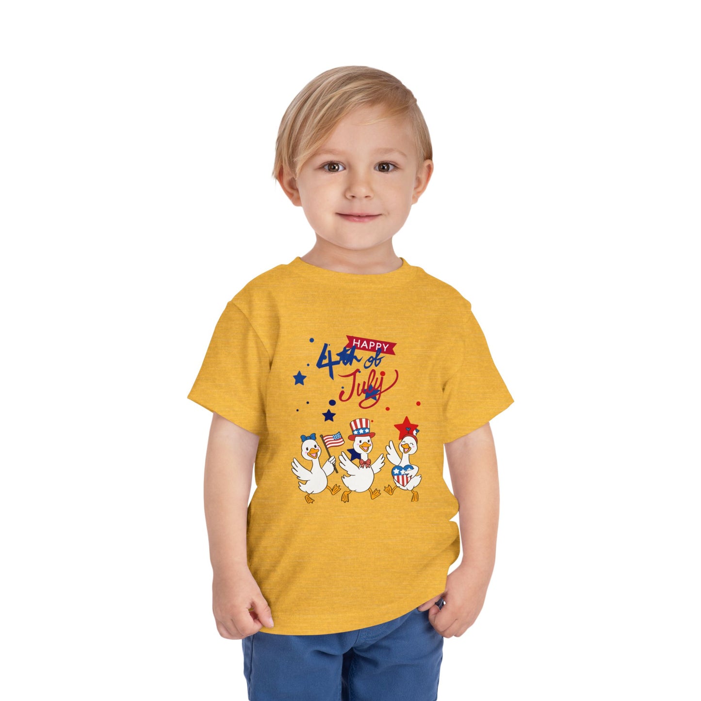 4th of July Toddler Tee — Patriotic Ducks Kids Short Sleeve Shirt