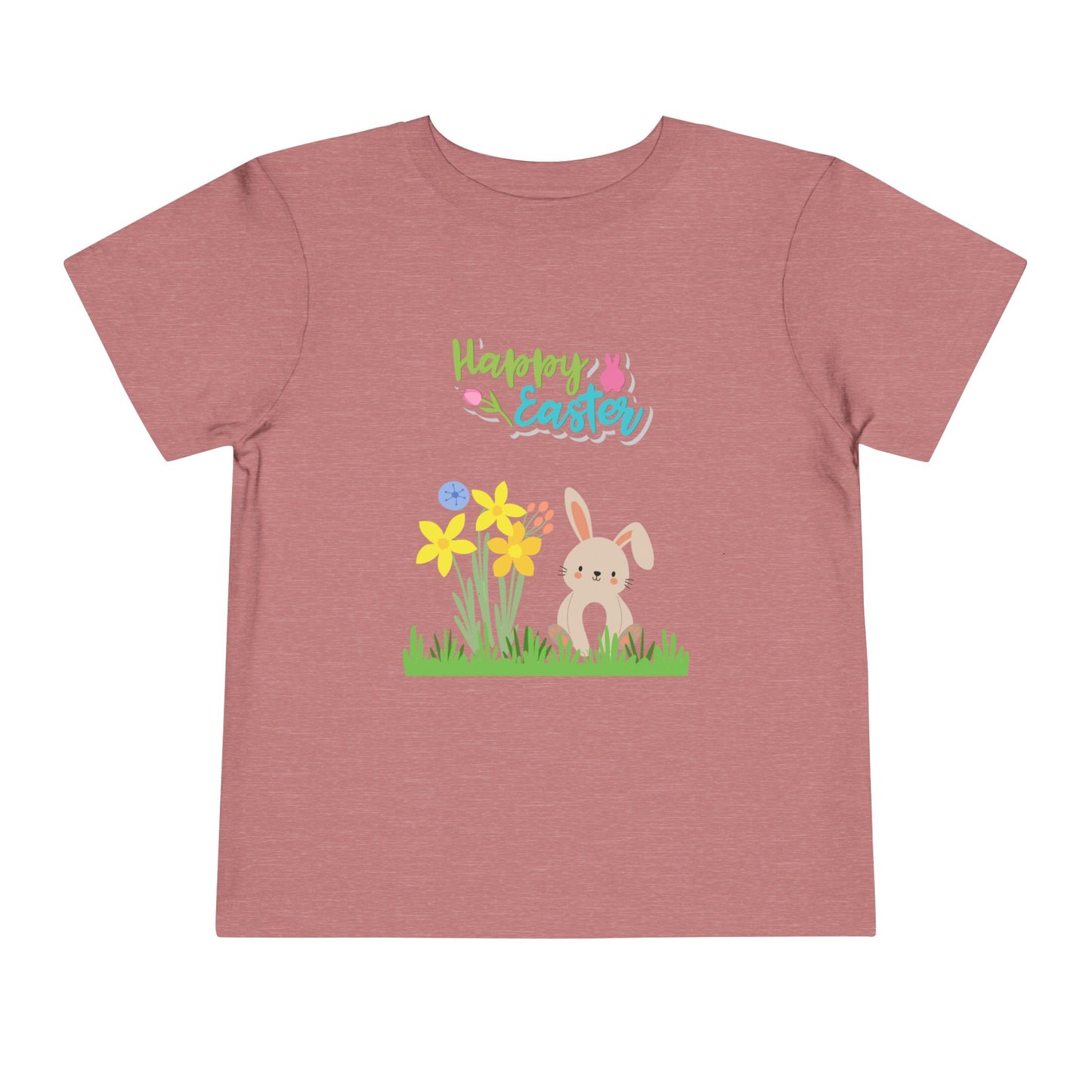 Easter Bunny Toddler Tee – "Happy Easter" Spring Floral Short Sleeve
