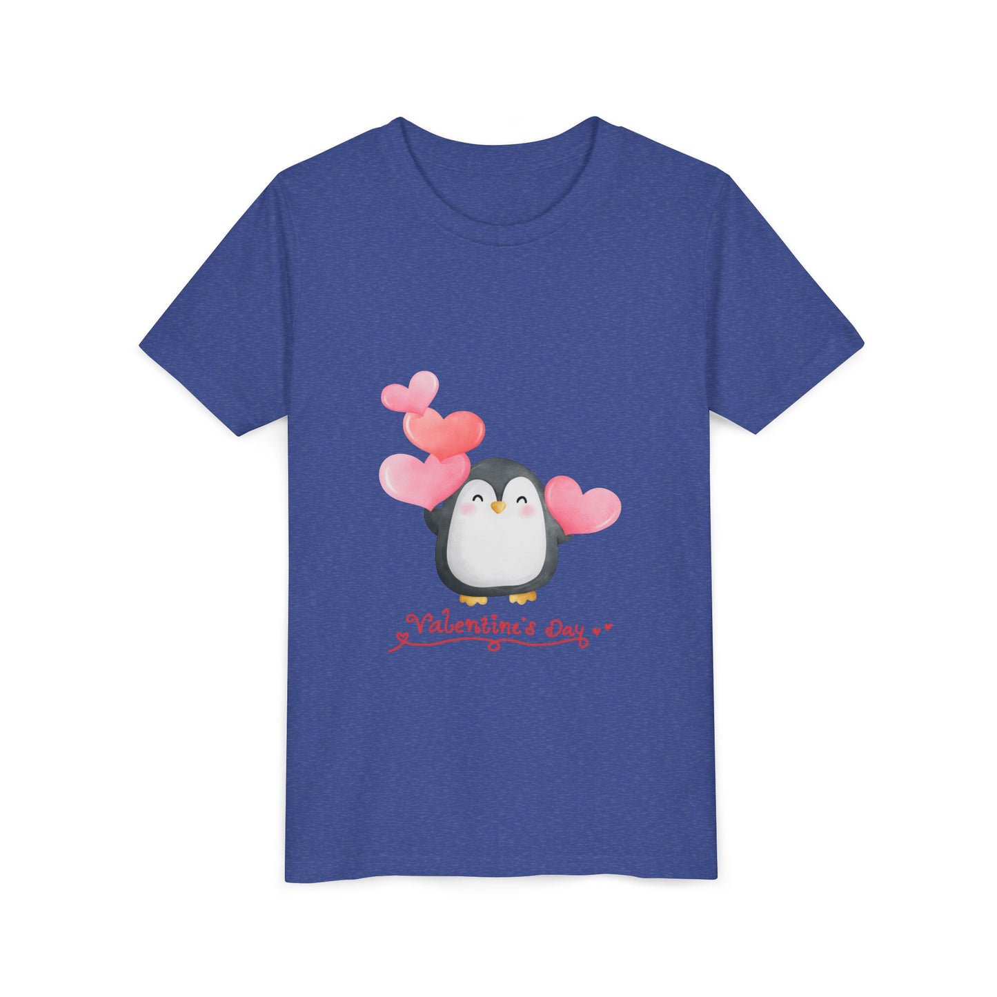 Valentine's Day Youth Tee – Cute Penguin with Hearts