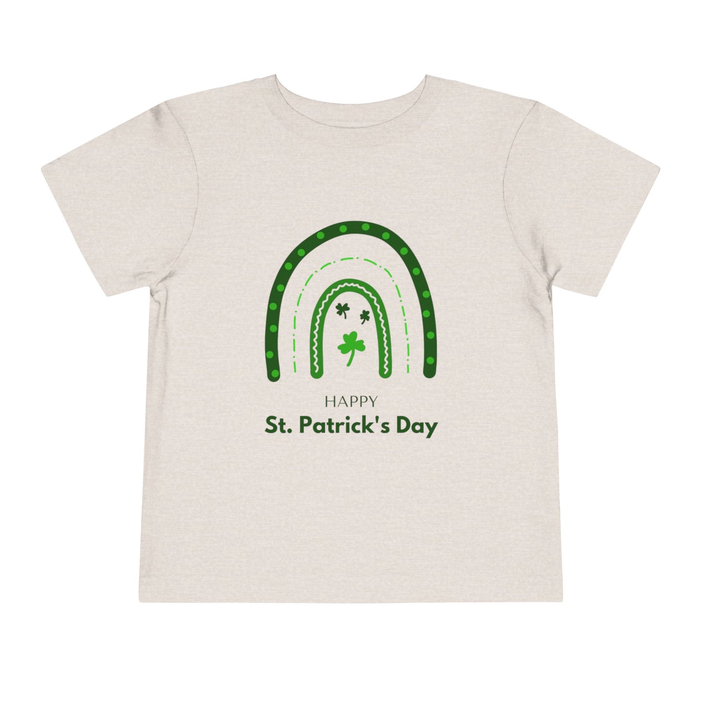 Toddler Tee — "Happy St. Patrick's Day" Green Rainbow & Shamrocks