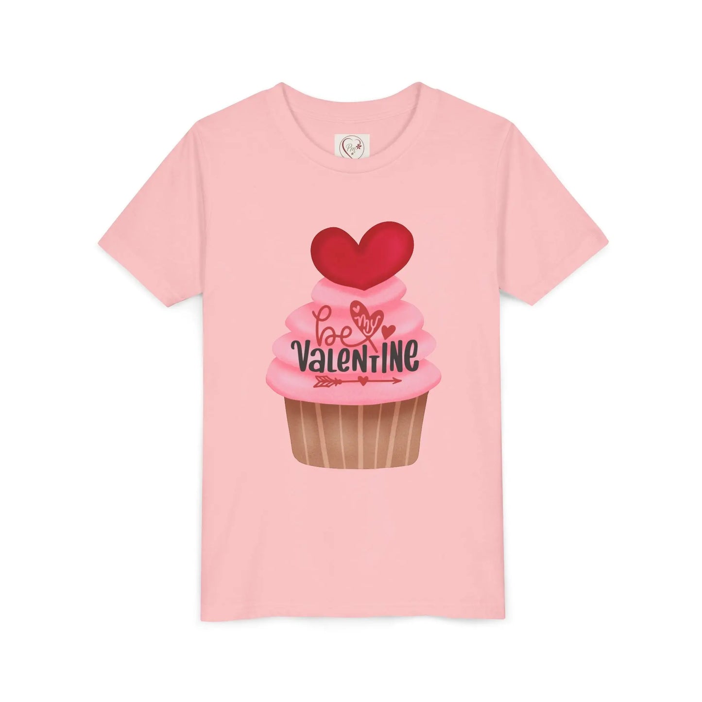 Adorable Valentine's Day youth tee with cute cupcake and hearts. Sweet design perfect for school parties, celebrations & spreading love all February. Pink