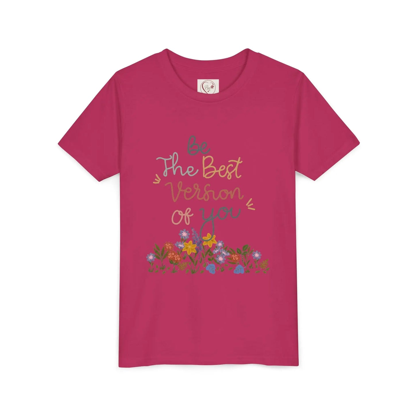 Soft cotton youth tee with hand-lettered positive message and spring florals. Uplifting design for school, play, and everyday wear. Sizes S-XL.
Berry