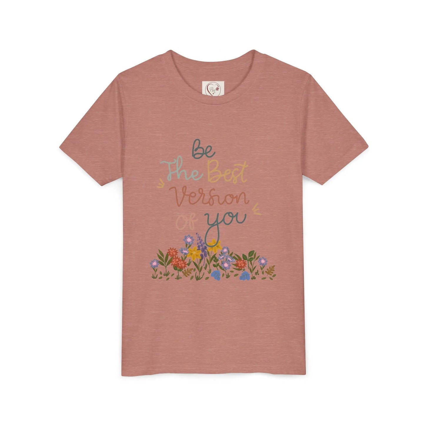 Soft cotton youth tee with hand-lettered positive message and spring florals. Uplifting design for school, play, and everyday wear. Sizes S-XL.
Heather Mauve