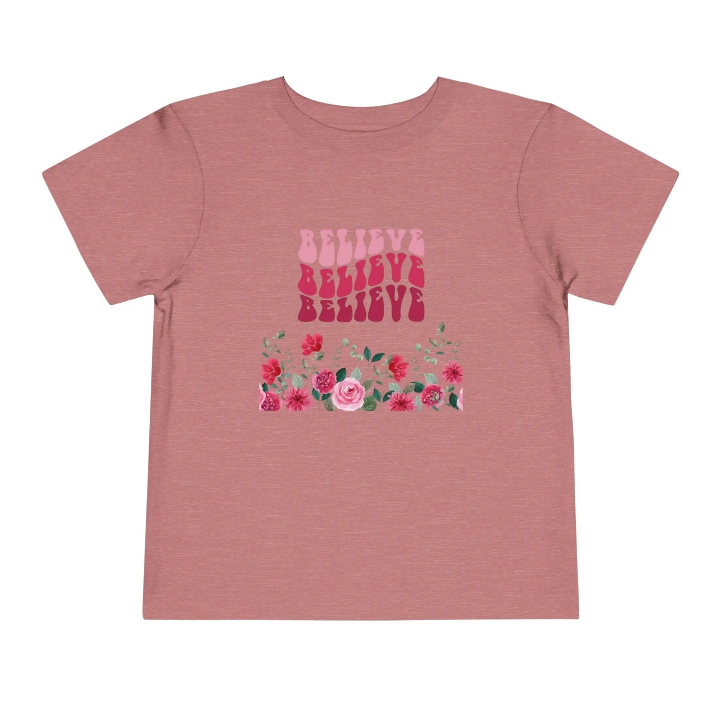 Soft cotton toddler tee with groovy Believe lettering and hand-painted roses. Perfect for spring, faith-based wear, and everyday play. Sizes 2T-5T.
Heather Mauve