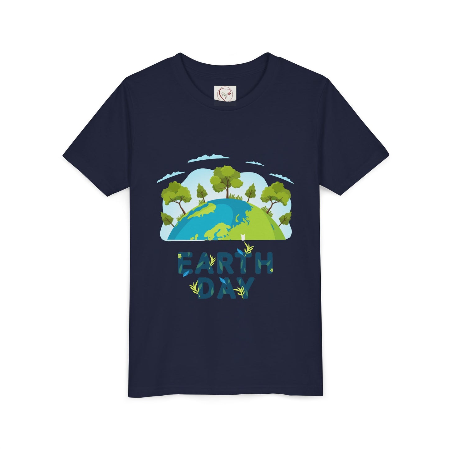 Soft cotton youth tee with tree globe design and Happy Earth Day message. Perfect for eco-conscious kids and school Earth Day events. Sizes S-XL.
Navy