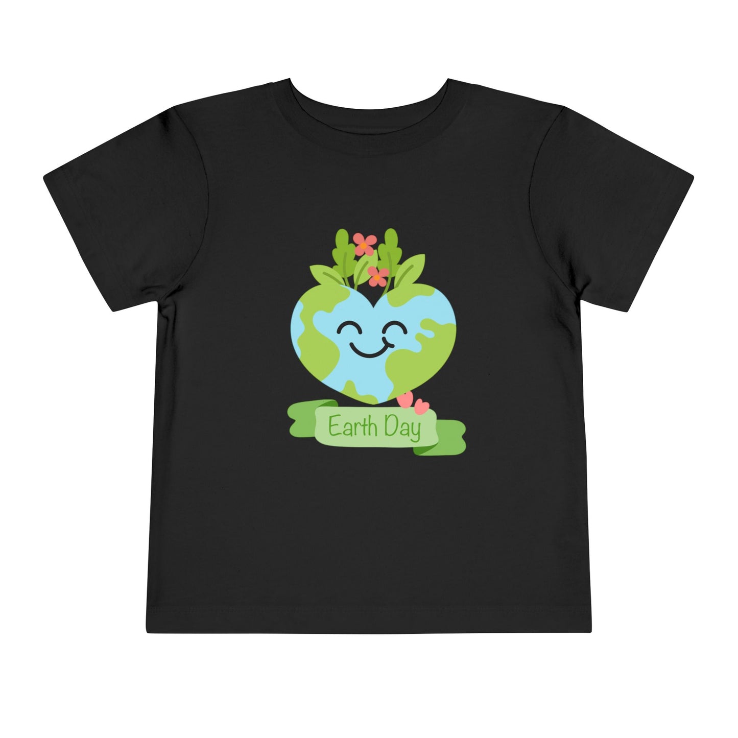 Soft cotton toddler tee with smiling planet crowned with leaves and flowers. Perfect for Earth Day celebrations and eco-friendly kids. Sizes 2T-5T.
Black