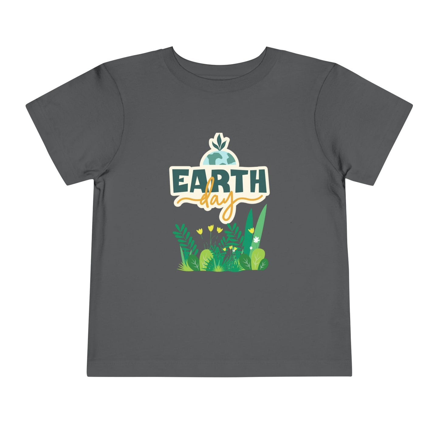 Soft cotton toddler tee with Earth Day lettering and leafy green plant design. Perfect for eco-friendly kids and Earth Day celebrations. Sizes 2T-5T.
Asphalt