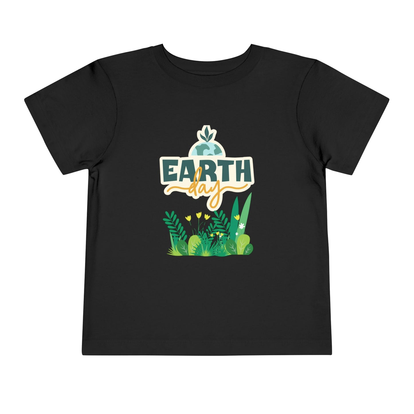 Soft cotton toddler tee with Earth Day lettering and leafy green plant design. Perfect for eco-friendly kids and Earth Day celebrations. Sizes 2T-5T.
Black