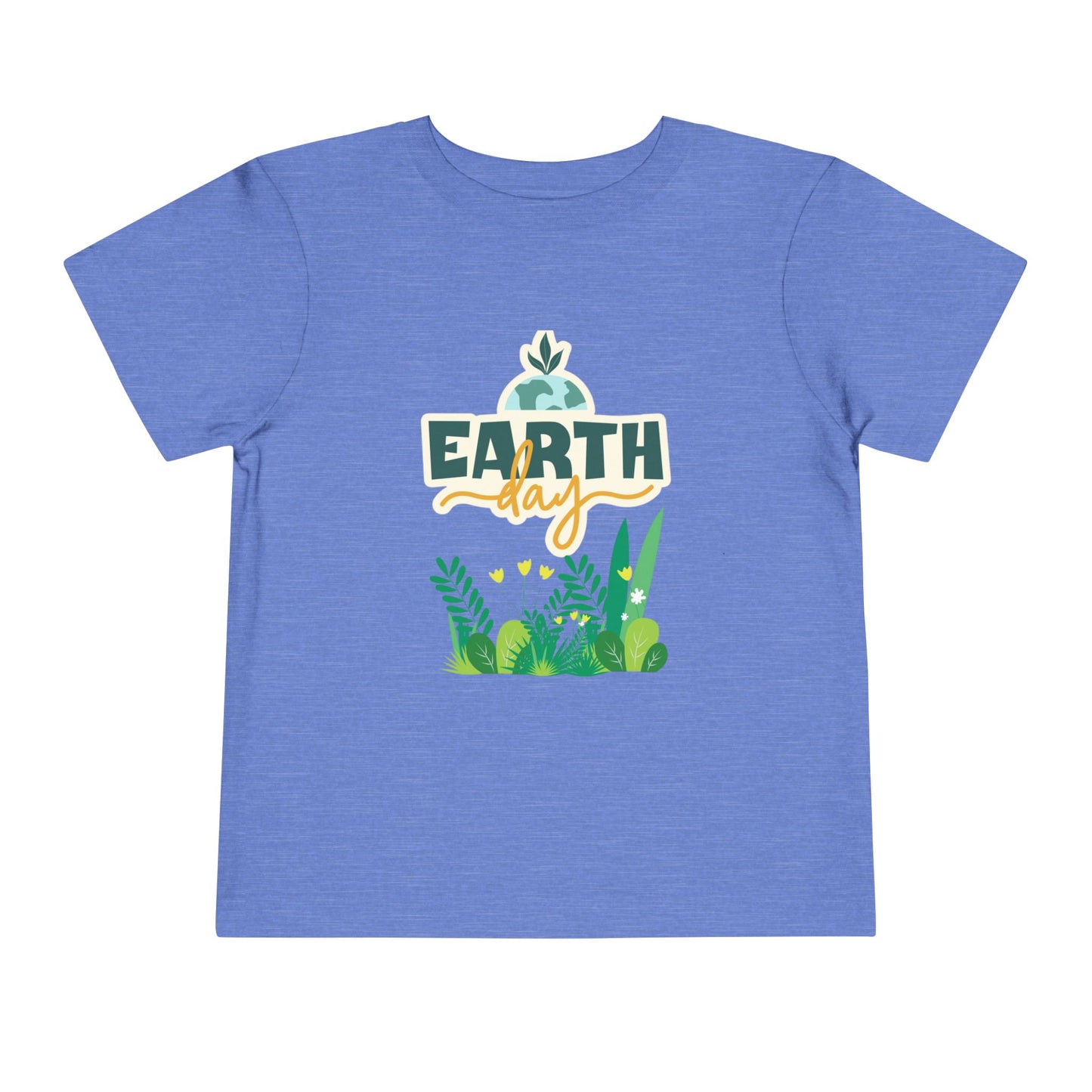 Soft cotton toddler tee with Earth Day lettering and leafy green plant design. Perfect for eco-friendly kids and Earth Day celebrations. Sizes 2T-5T.
Heather Columbia Blue