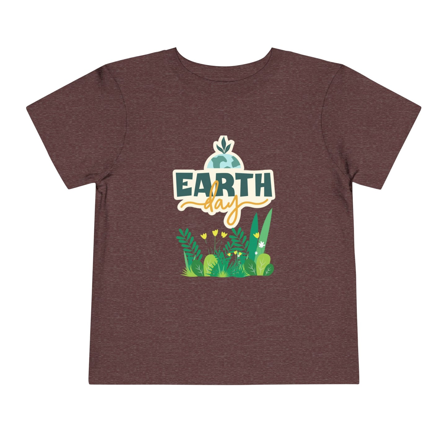 Soft cotton toddler tee with Earth Day lettering and leafy green plant design. Perfect for eco-friendly kids and Earth Day celebrations. Sizes 2T-5T.
Heather Maroon