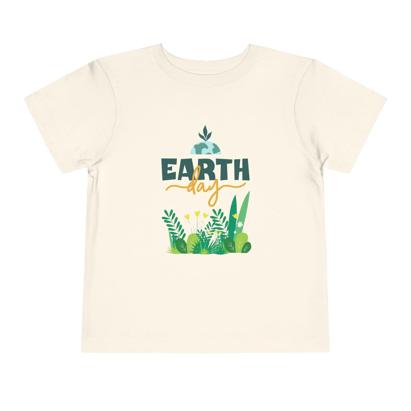 Soft cotton toddler tee with Earth Day lettering and leafy green plant design. Perfect for eco-friendly kids and Earth Day celebrations. Sizes 2T-5T.
Natural