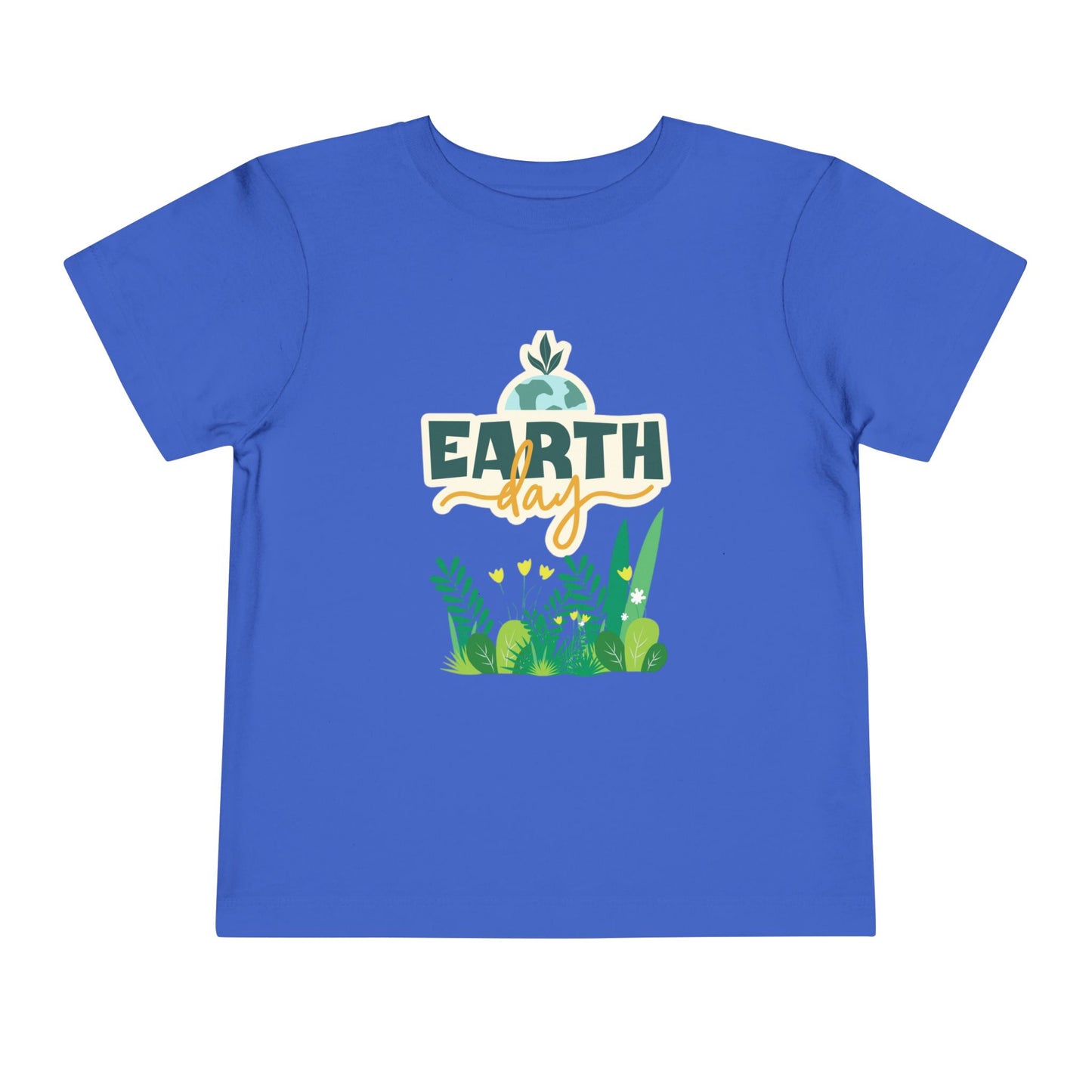 Soft cotton toddler tee with Earth Day lettering and leafy green plant design. Perfect for eco-friendly kids and Earth Day celebrations. Sizes 2T-5T.
True Royal