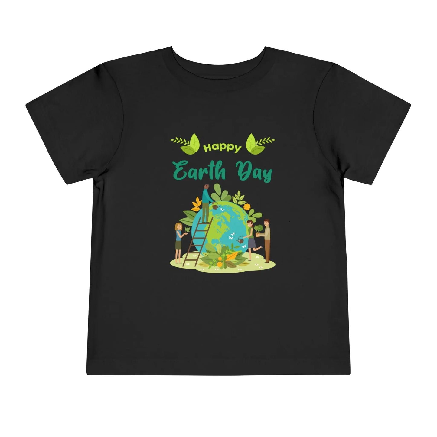 Soft cotton toddler tee with Happy Earth Day message and children tending globe design. Perfect for eco-friendly kids. Sizes 2T-5T.
Black