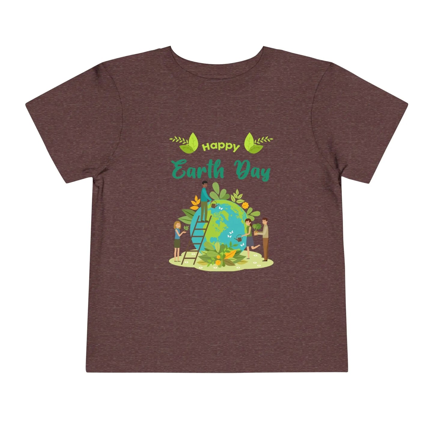 Soft cotton toddler tee with Happy Earth Day message and children tending globe design. Perfect for eco-friendly kids. Sizes 2T-5T.
Heather Maroon
