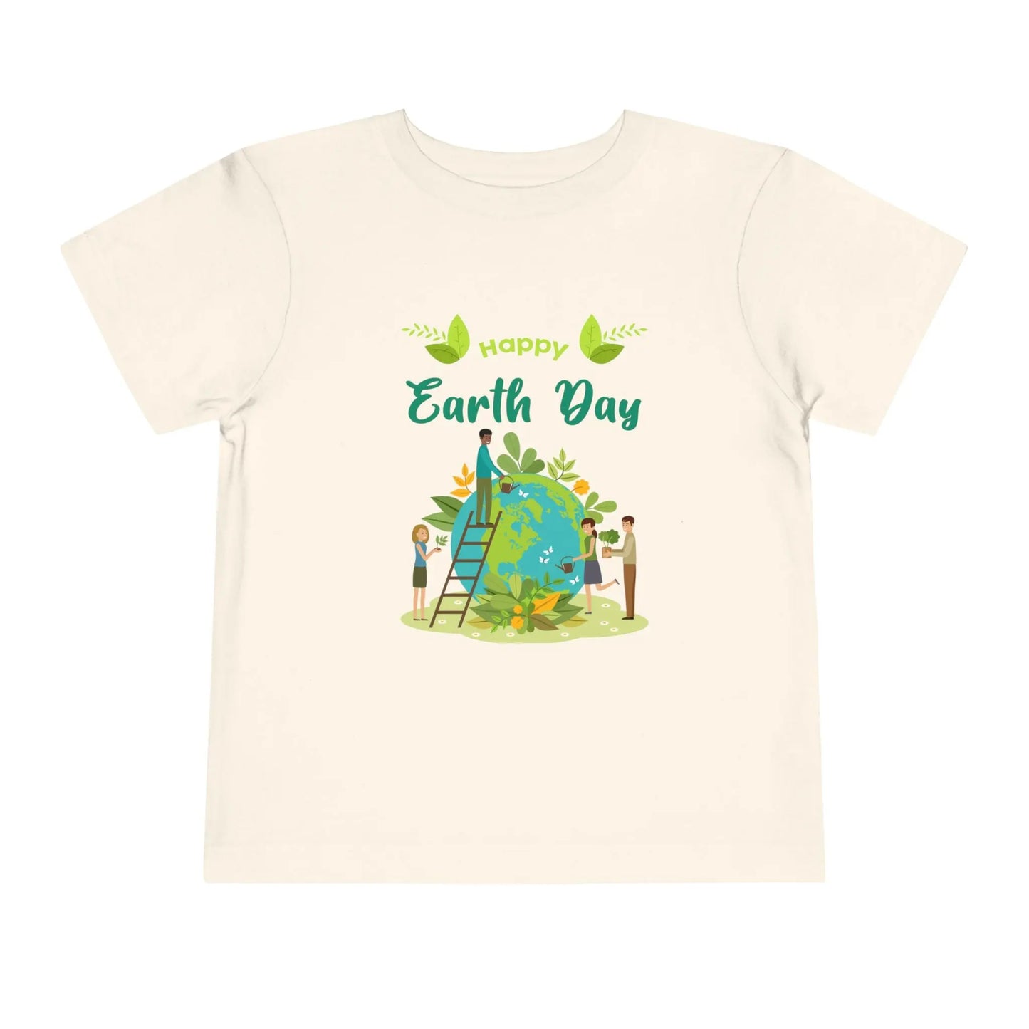 Soft cotton toddler tee with Happy Earth Day message and children tending globe design. Perfect for eco-friendly kids. Sizes 2T-5T.
Natural