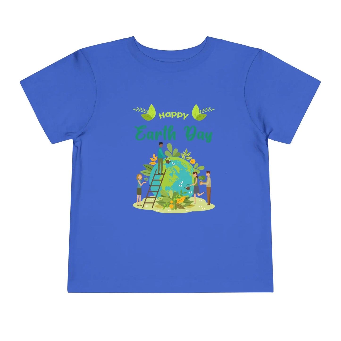 Soft cotton toddler tee with Happy Earth Day message and children tending globe design. Perfect for eco-friendly kids. Sizes 2T-5T.
True Royal