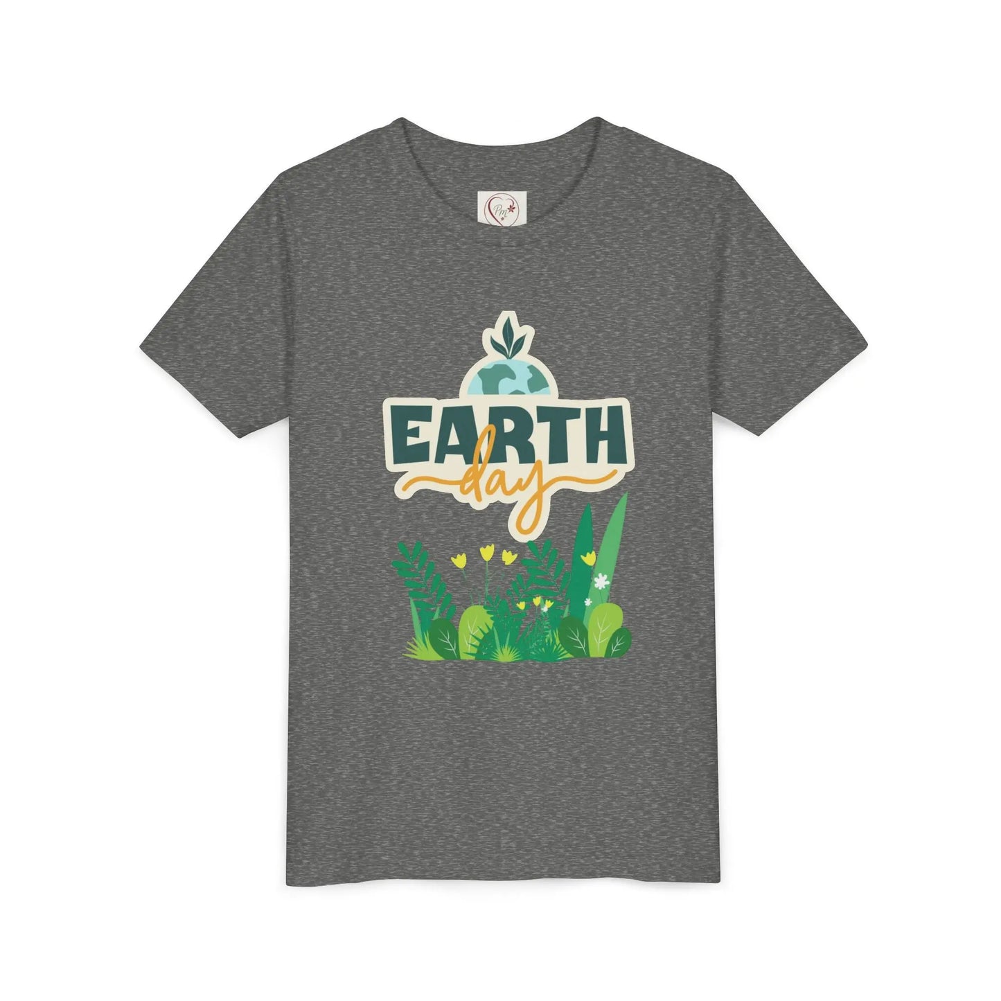 Soft cotton youth tee with Earth Day green foliage design. Perfect for eco-friendly kids and Earth Day celebrations. Sizes S-XL.
Deep Heather