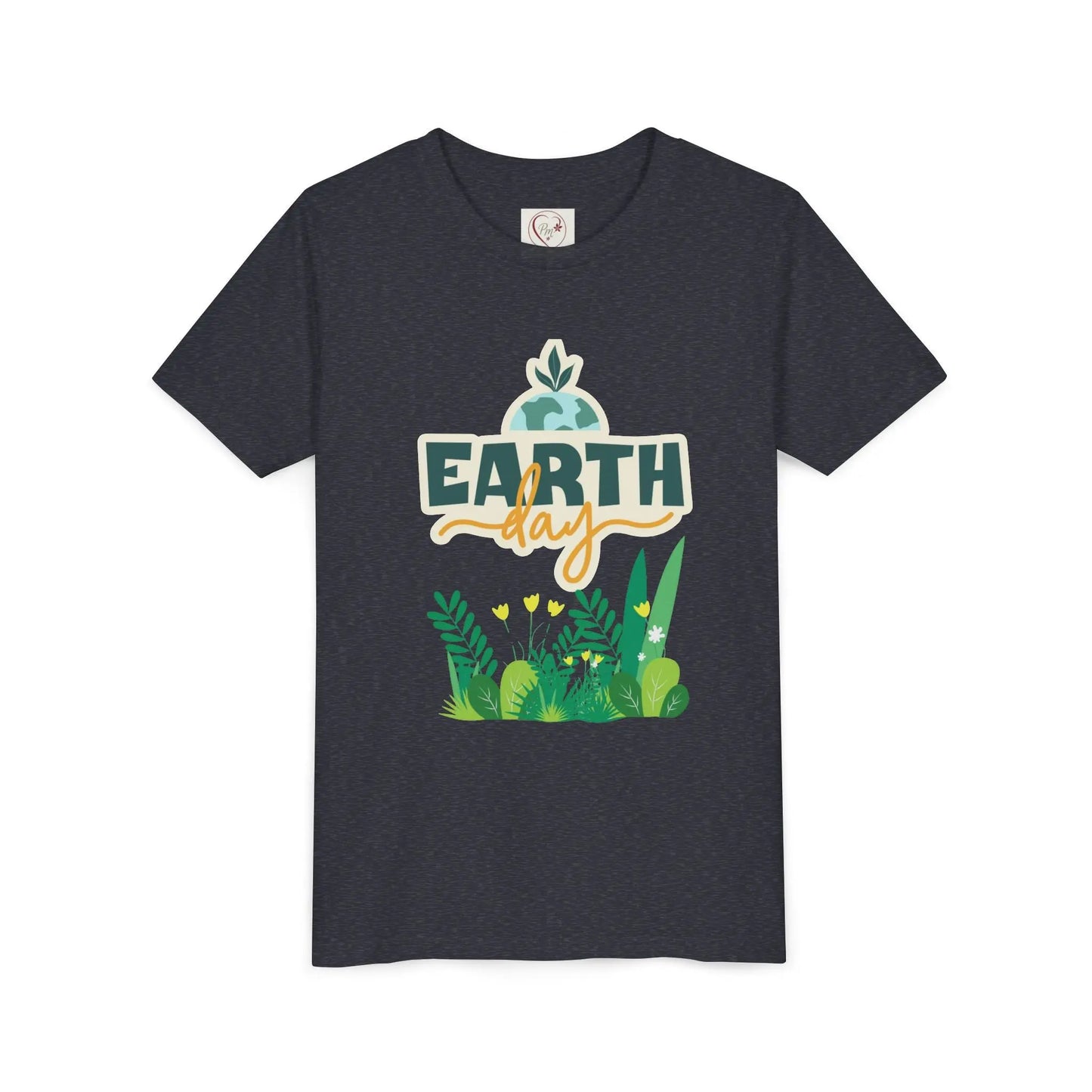 Soft cotton youth tee with Earth Day green foliage design. Perfect for eco-friendly kids and Earth Day celebrations. Sizes S-XL.
Heather Navy