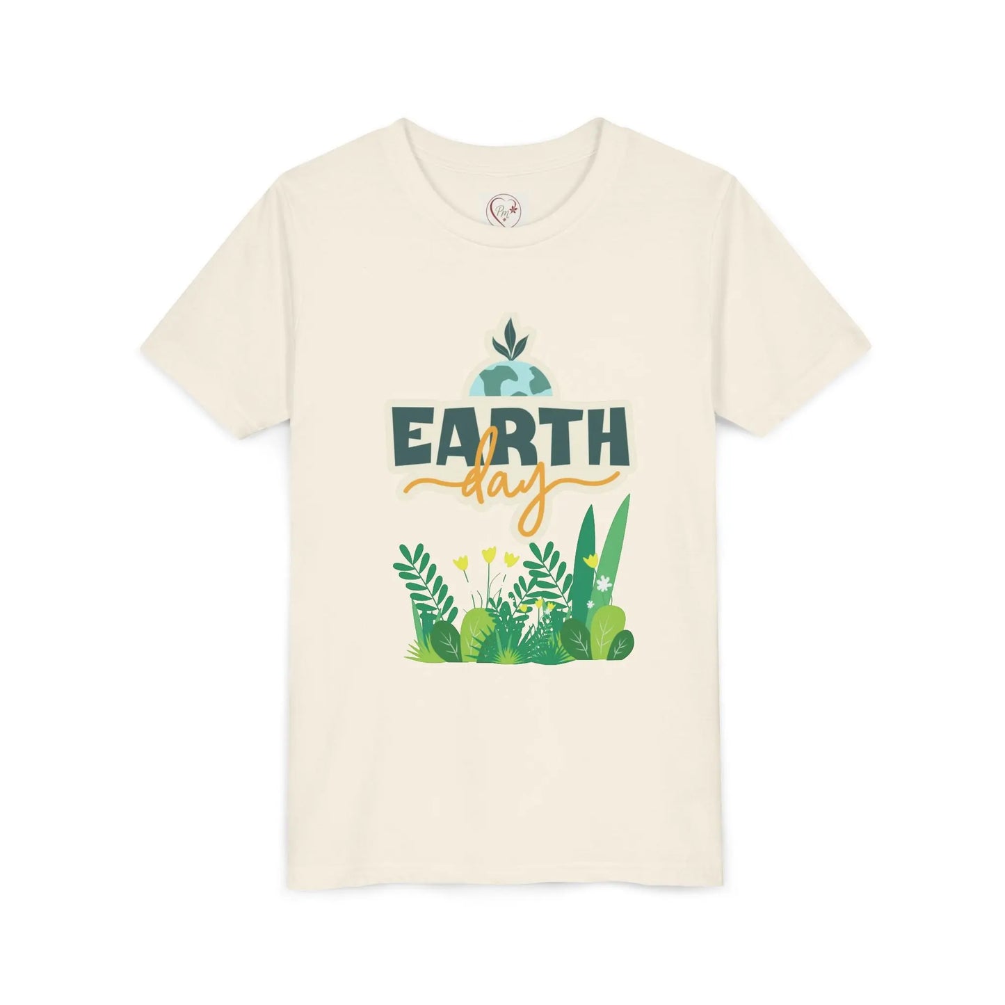 Soft cotton youth tee with Earth Day green foliage design. Perfect for eco-friendly kids and Earth Day celebrations. Sizes S-XL.
Natural