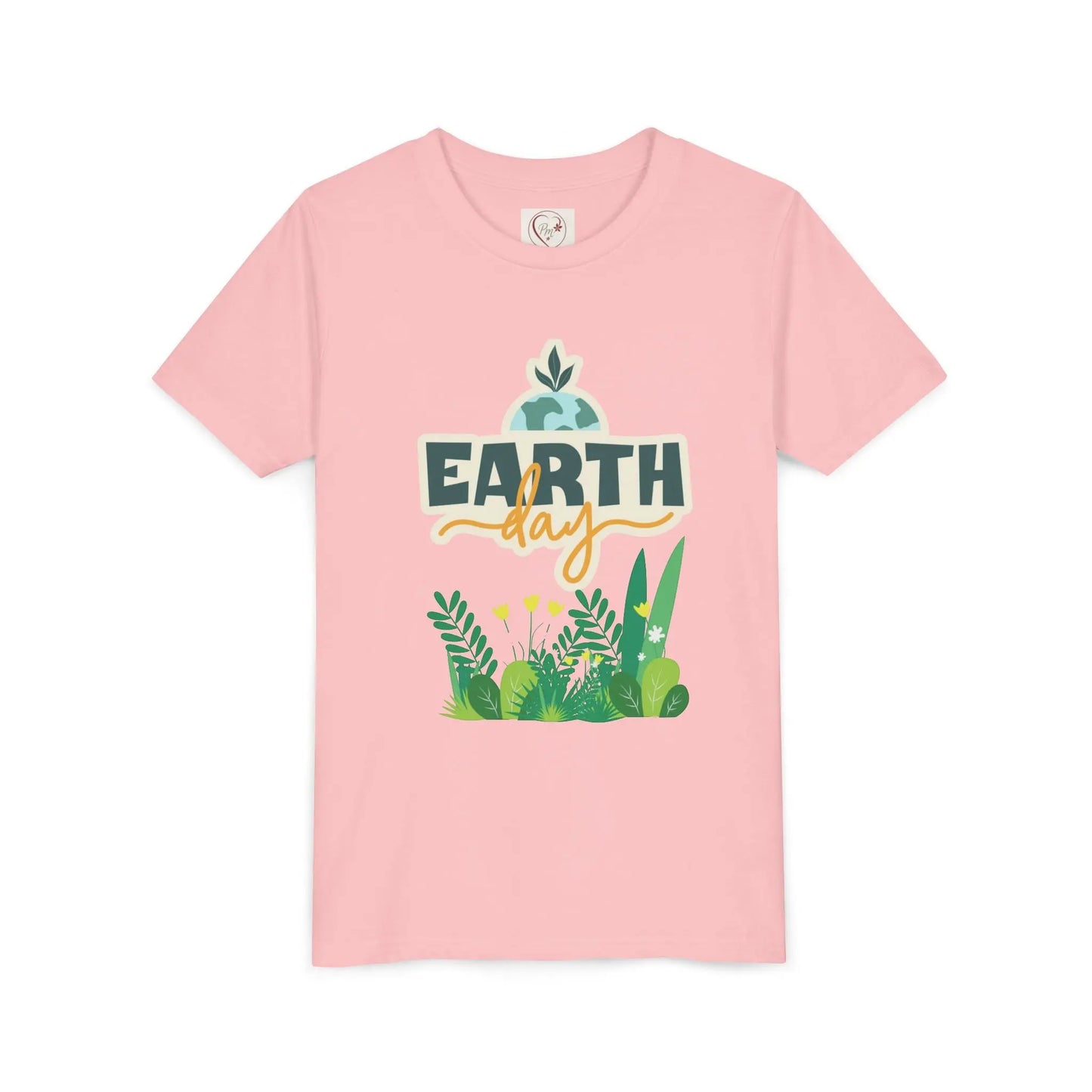 Soft cotton youth tee with Earth Day green foliage design. Perfect for eco-friendly kids and Earth Day celebrations. Sizes S-XL.
Pink