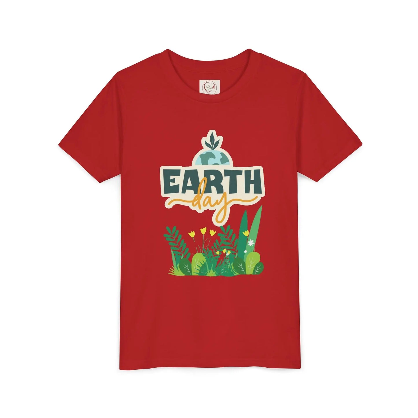 Soft cotton youth tee with Earth Day green foliage design. Perfect for eco-friendly kids and Earth Day celebrations. Sizes S-XL.
Red