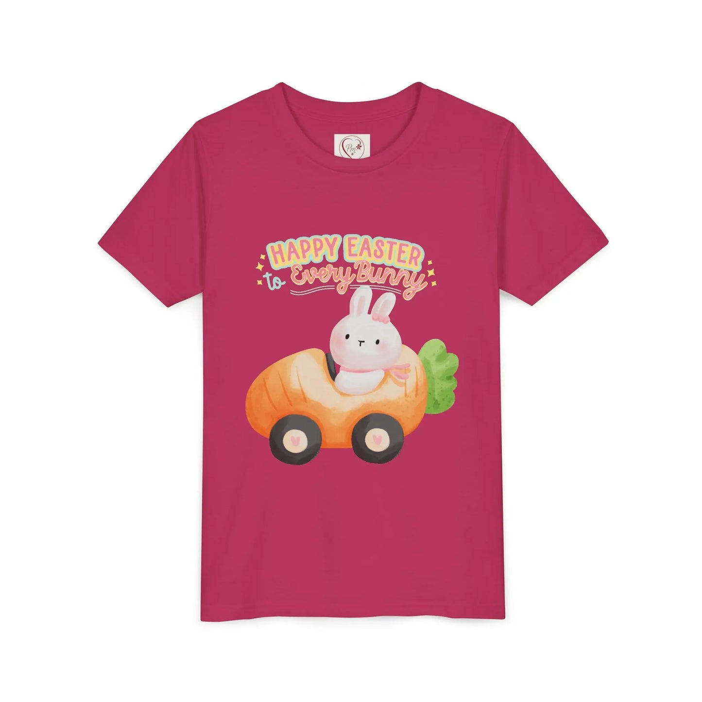  Adorable Easter tee with bunny riding a carrot car. Soft, lightweight cotton perfect for egg hunts & spring celebrations. Whimsical pastel design kids, Berry
