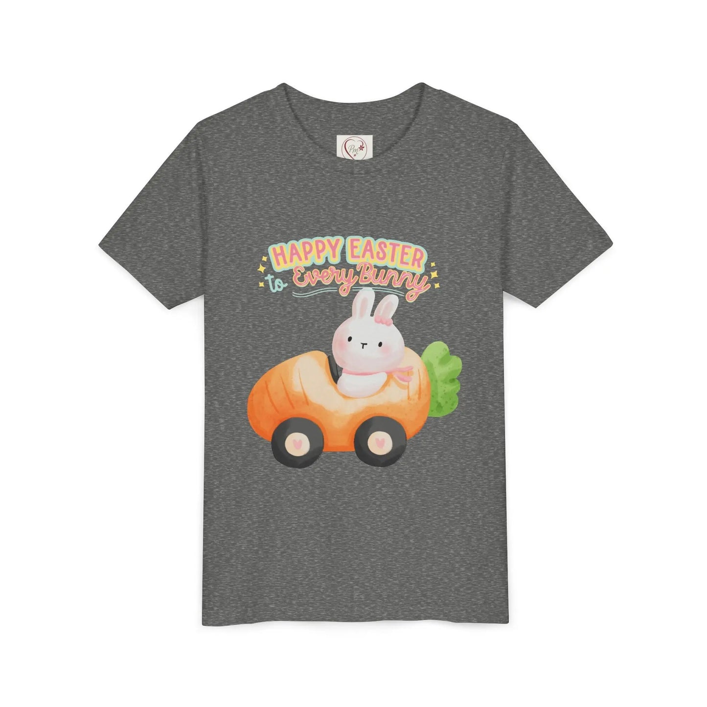  Adorable Easter tee with bunny riding a carrot car. Soft, lightweight cotton perfect for egg hunts & spring celebrations. Whimsical pastel design kids, Deep Heather