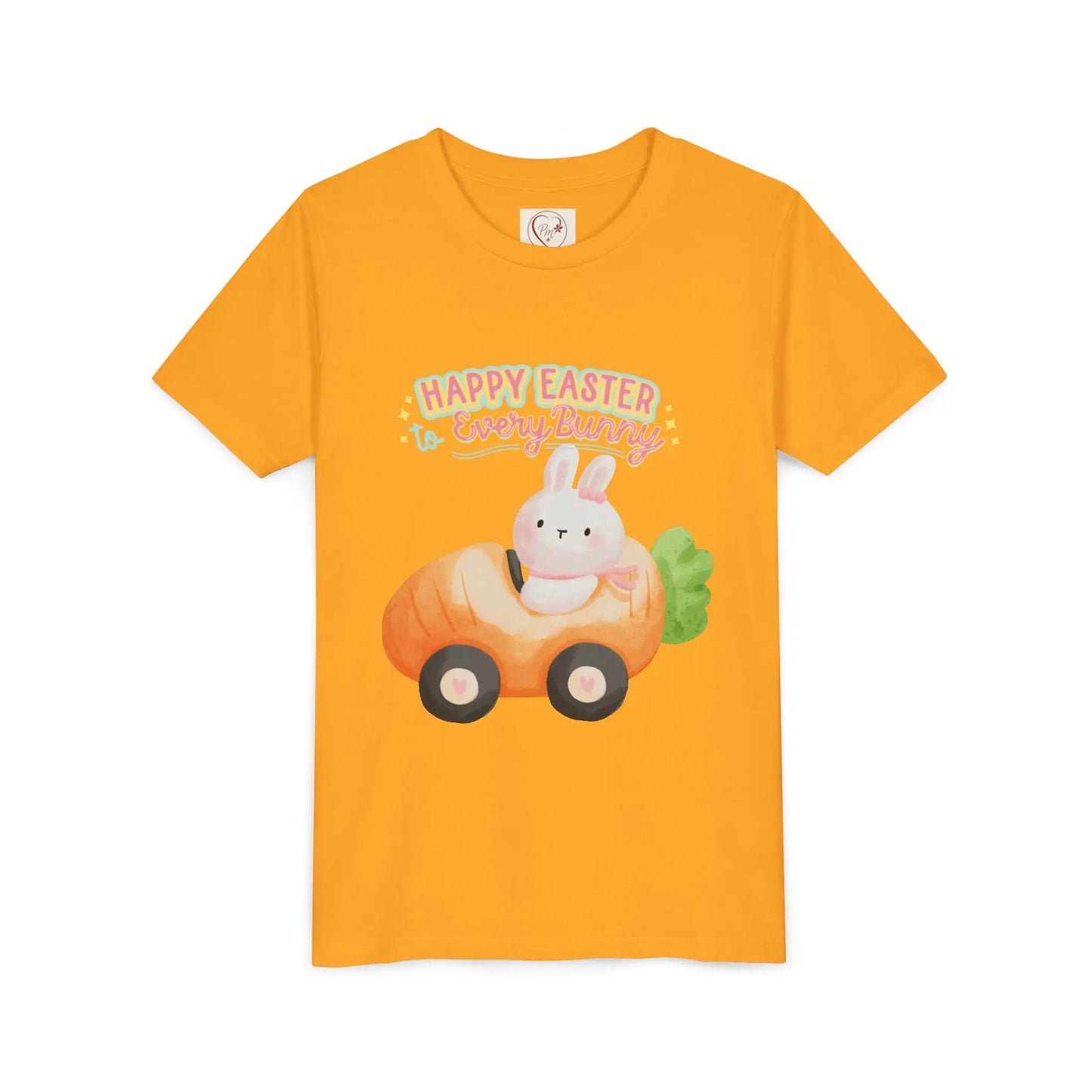  Adorable Easter tee with bunny riding a carrot car. Soft, lightweight cotton perfect for egg hunts & spring celebrations. Whimsical pastel design kids, Gold