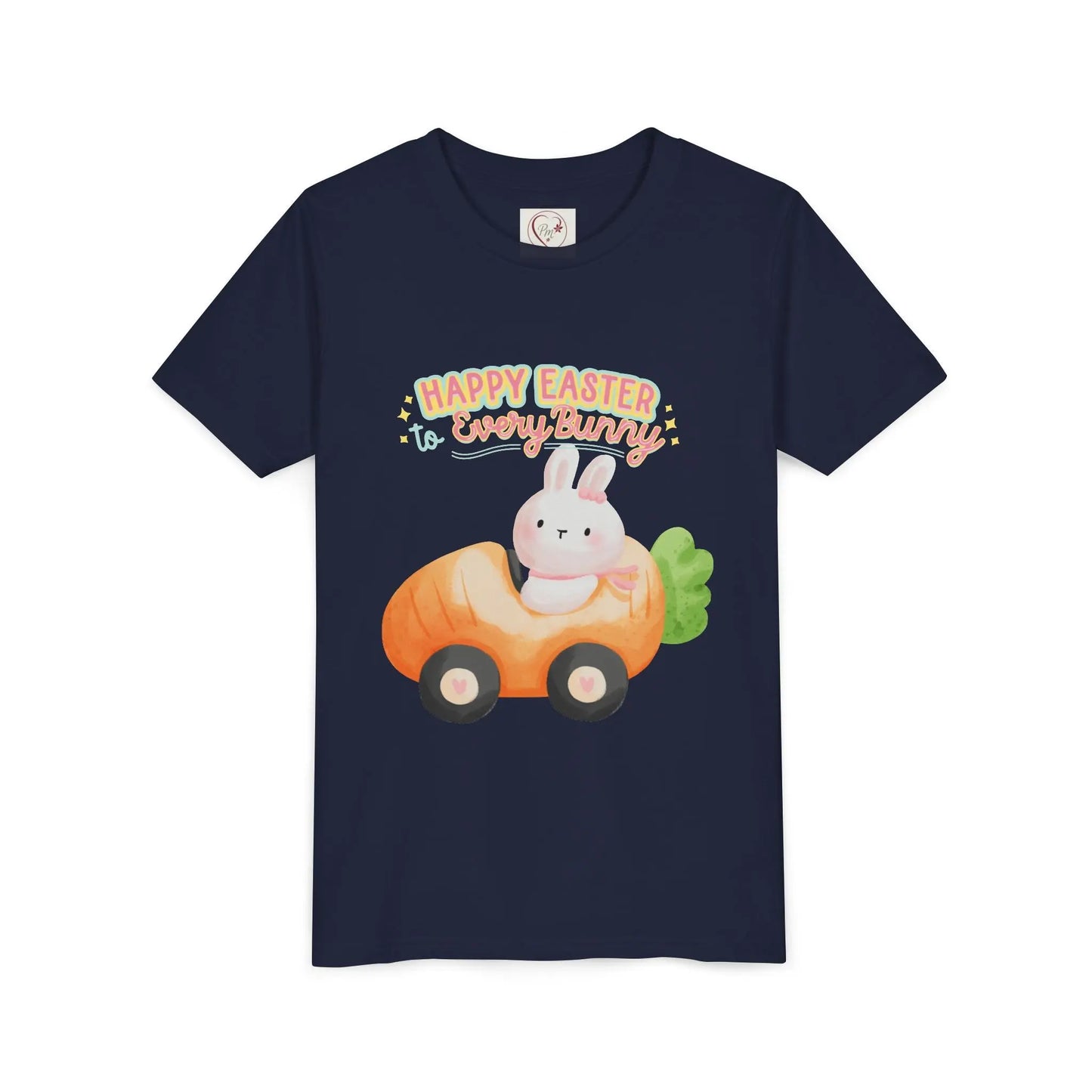  Adorable Easter tee with bunny riding a carrot car. Soft, lightweight cotton perfect for egg hunts & spring celebrations. Whimsical pastel design kids, Navy