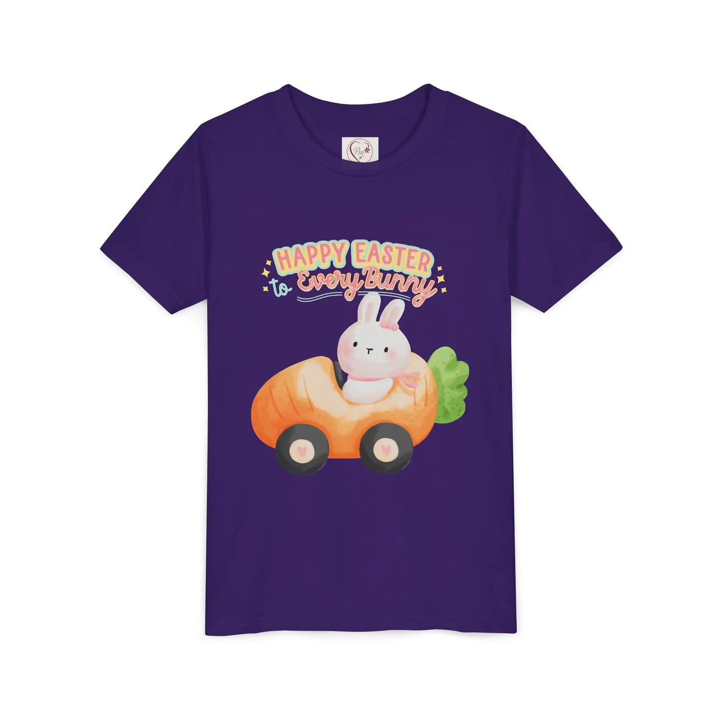  Adorable Easter tee with bunny riding a carrot car. Soft, lightweight cotton perfect for egg hunts & spring celebrations. Whimsical pastel design kids, Team Purple