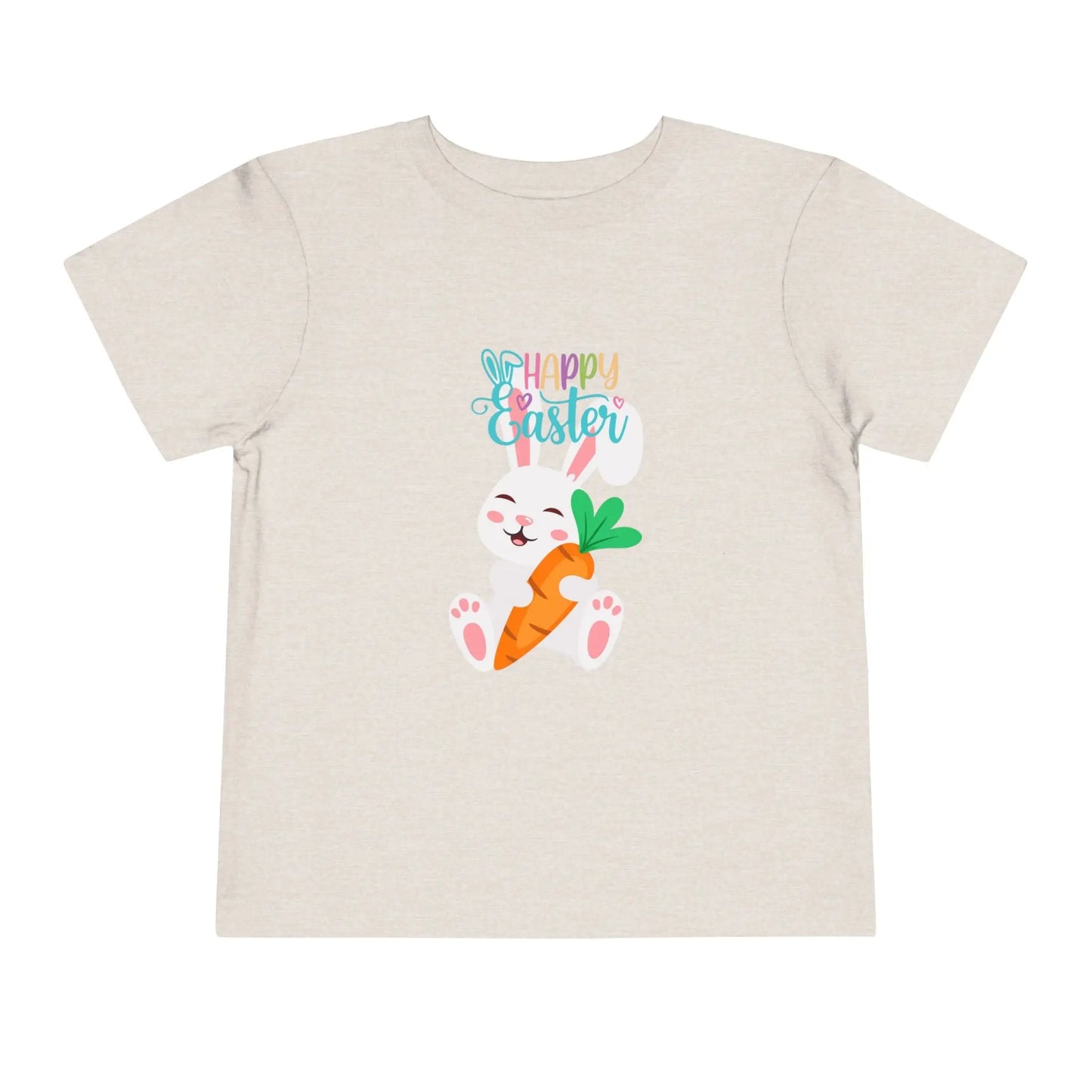 Soft cotton toddler tee with sleepy bunny holding carrot and Happy Easter lettering. Perfect for egg hunts and spring celebrations. Sizes 2T-5T.
Heather Dust