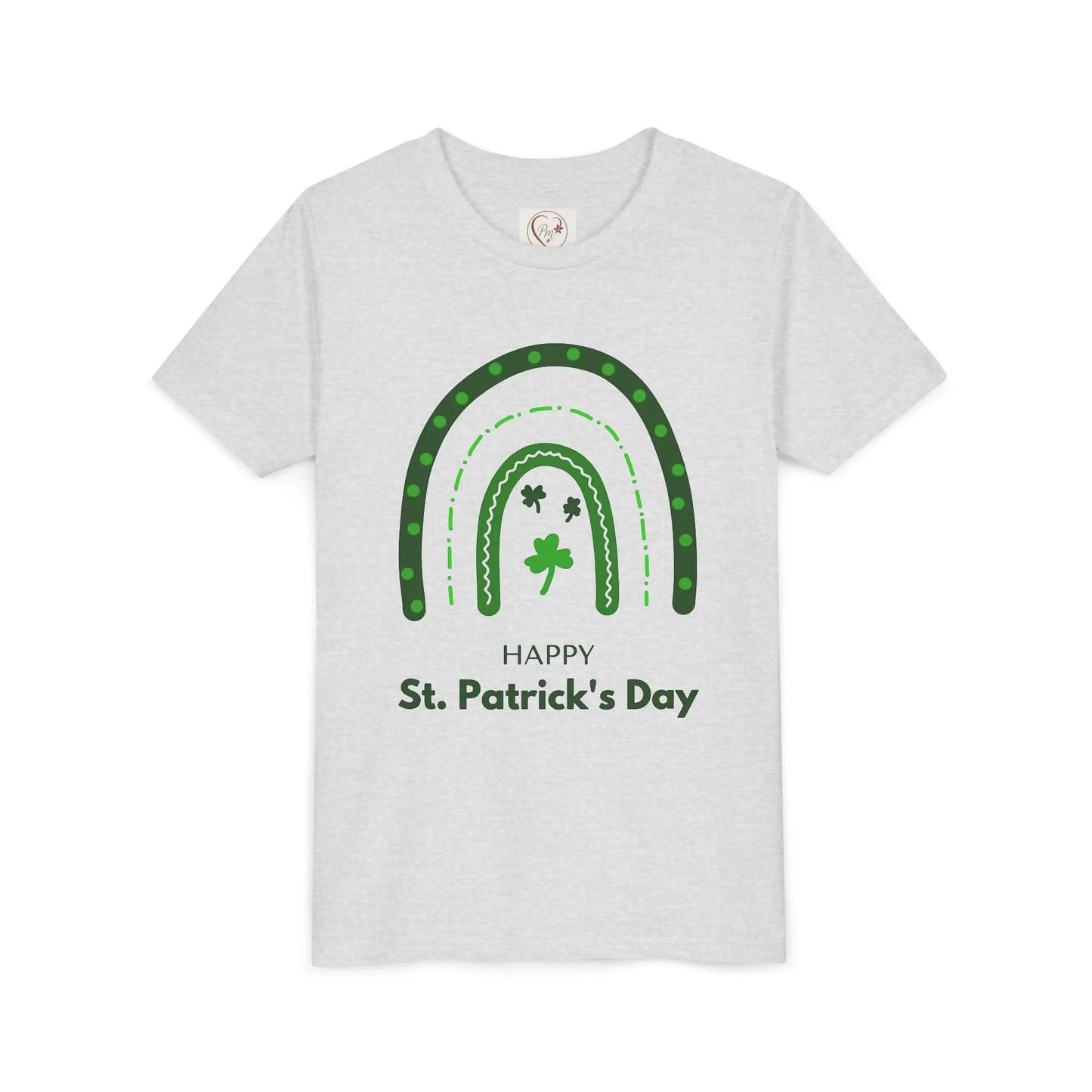 Celebrate St. Patrick's Day with this vibrant rainbow shamrock youth tee. Eye-catching design perfect for parades, parties & Irish pride all March long. Ash
