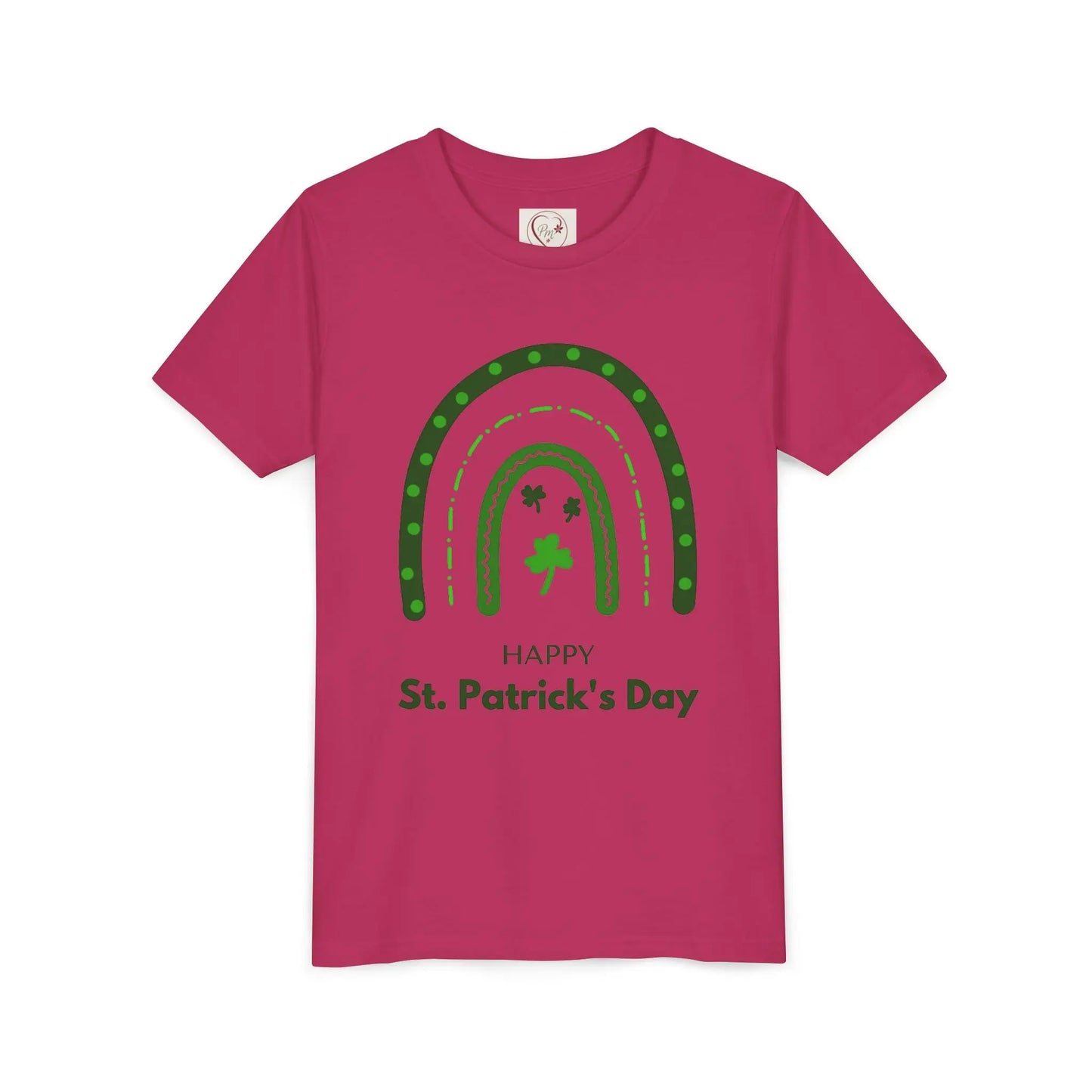 Celebrate St. Patrick's Day with this vibrant rainbow shamrock youth tee. Eye-catching design perfect for parades, parties & Irish pride all March long. Berry