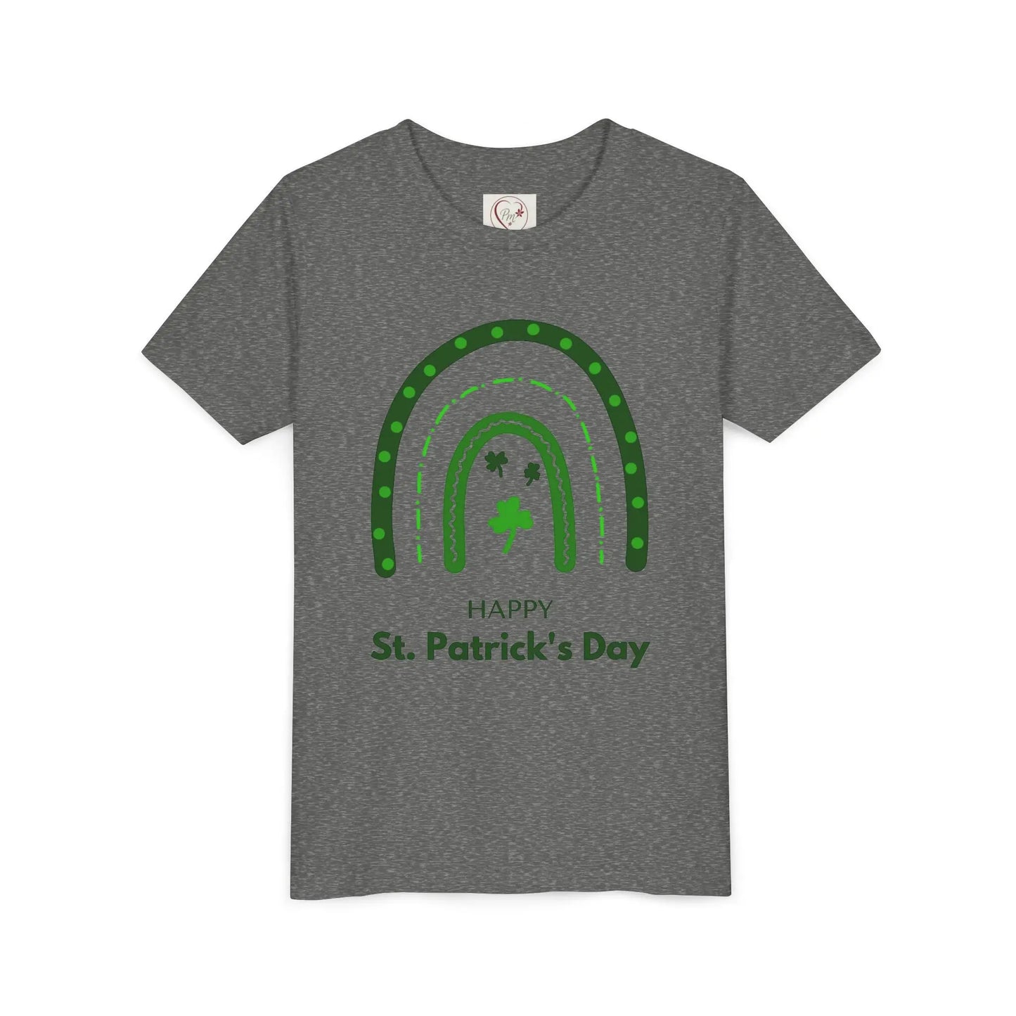 Celebrate St. Patrick's Day with this vibrant rainbow shamrock youth tee. Eye-catching design perfect for parades, parties & Irish pride all March long. Deep Heather
