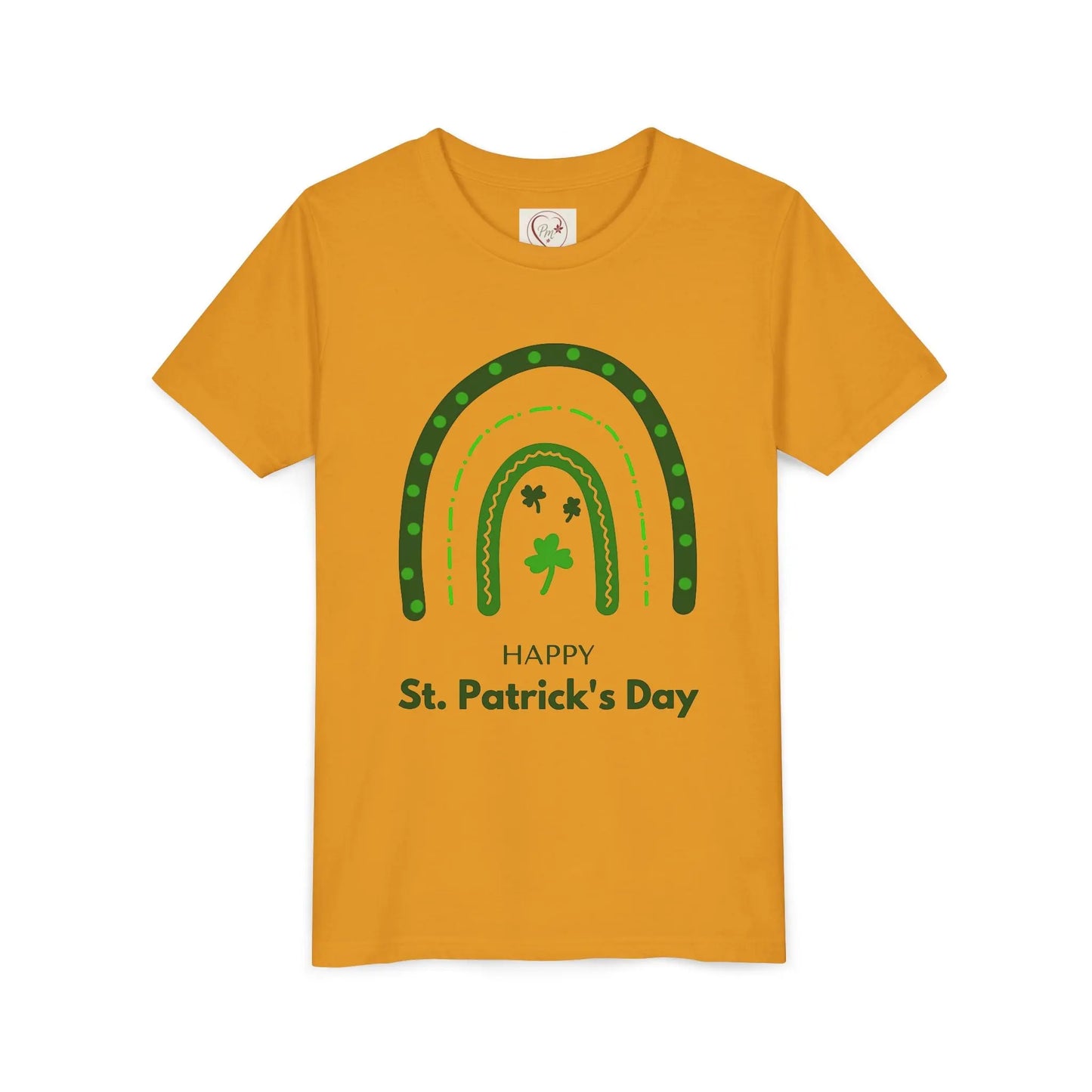 Celebrate St. Patrick's Day with this vibrant rainbow shamrock youth tee. Eye-catching design perfect for parades, parties & Irish pride all March long. Mustard
