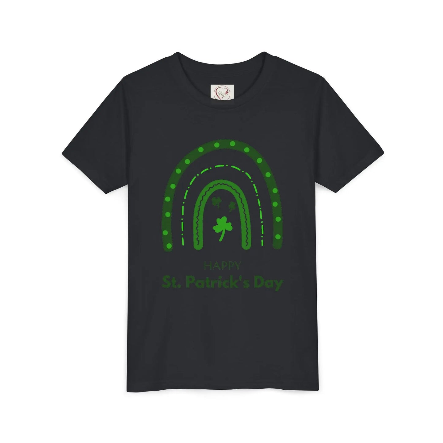 Celebrate St. Patrick's Day with this vibrant rainbow shamrock youth tee. Eye-catching design perfect for parades, parties & Irish pride all March long. Vintage Black