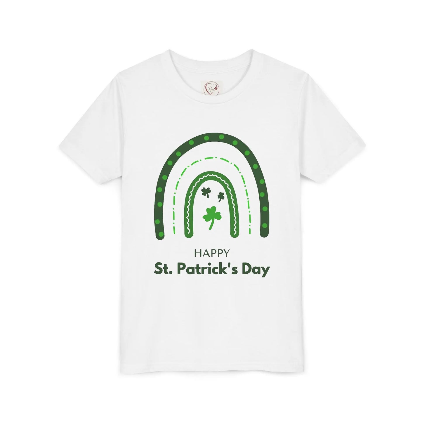 Celebrate St. Patrick's Day with this vibrant rainbow shamrock youth tee. Eye-catching design perfect for parades, parties & Irish pride all March long. White