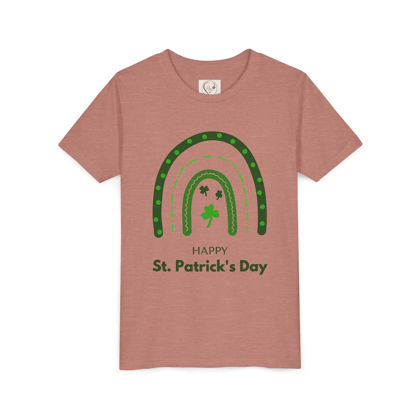 Celebrate St. Patrick's Day with this vibrant rainbow shamrock youth tee. Eye-catching design perfect for parades, parties & Irish pride all March long. Heather Mauve
