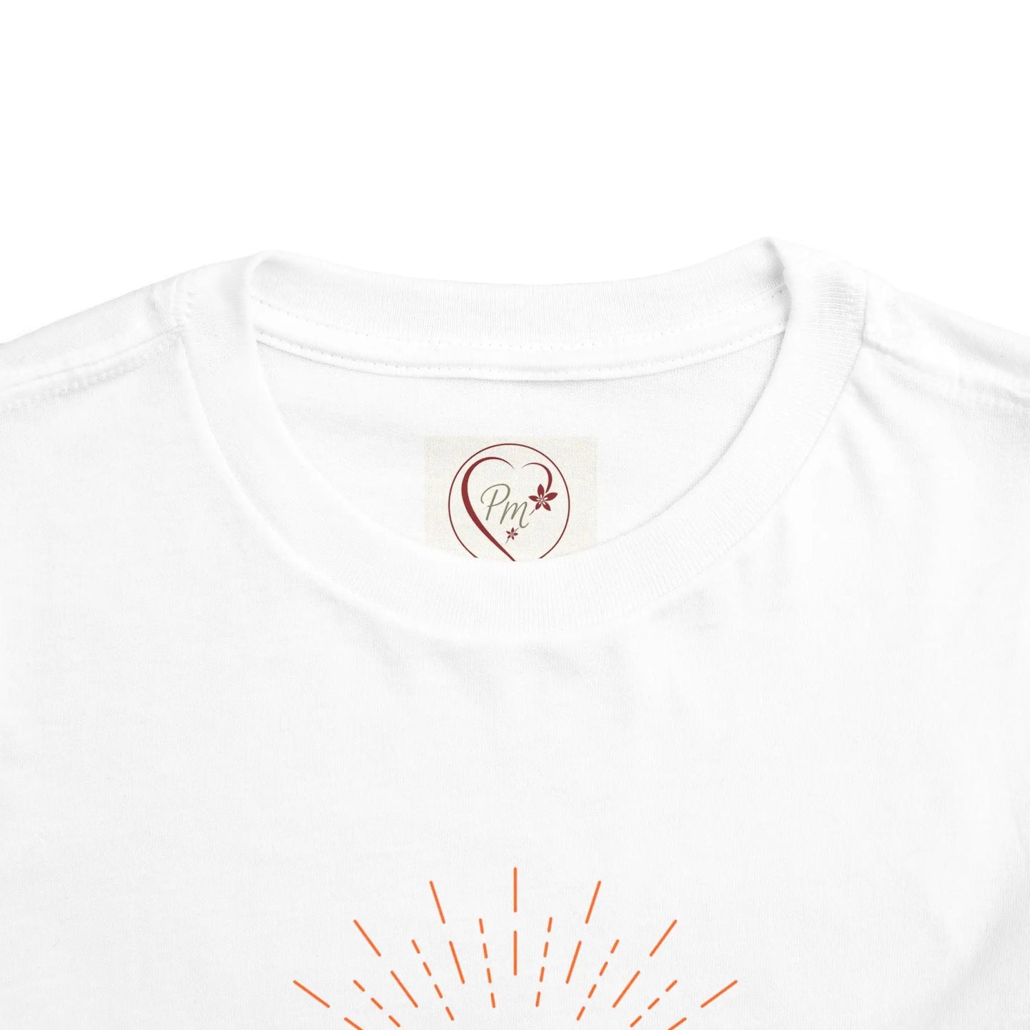 White t-shirt with a PM Creations 25 logo on the chest area
