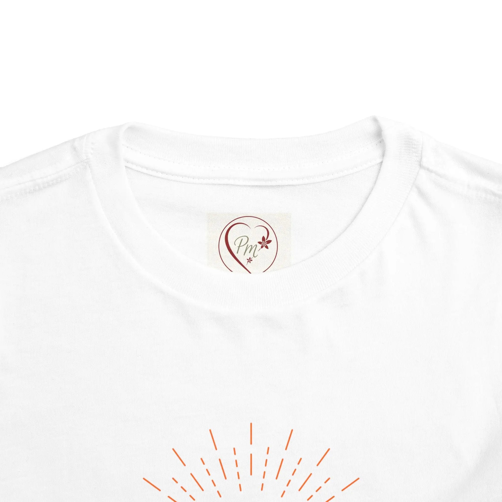 White t-shirt with a PM Creations 25 logo on the chest area