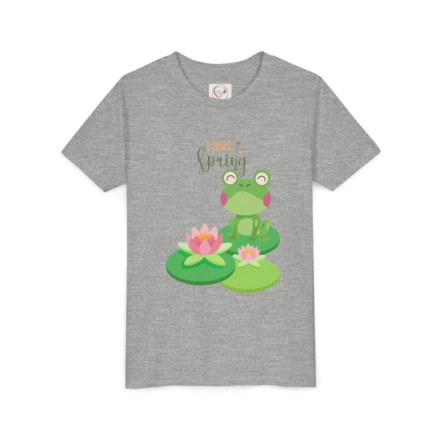 Soft cotton youth tee with playful frogs, water lilies, florals, and bluebird. Perfect for spring adventures and everyday wear. Sizes S-XL.
Athletic Heather