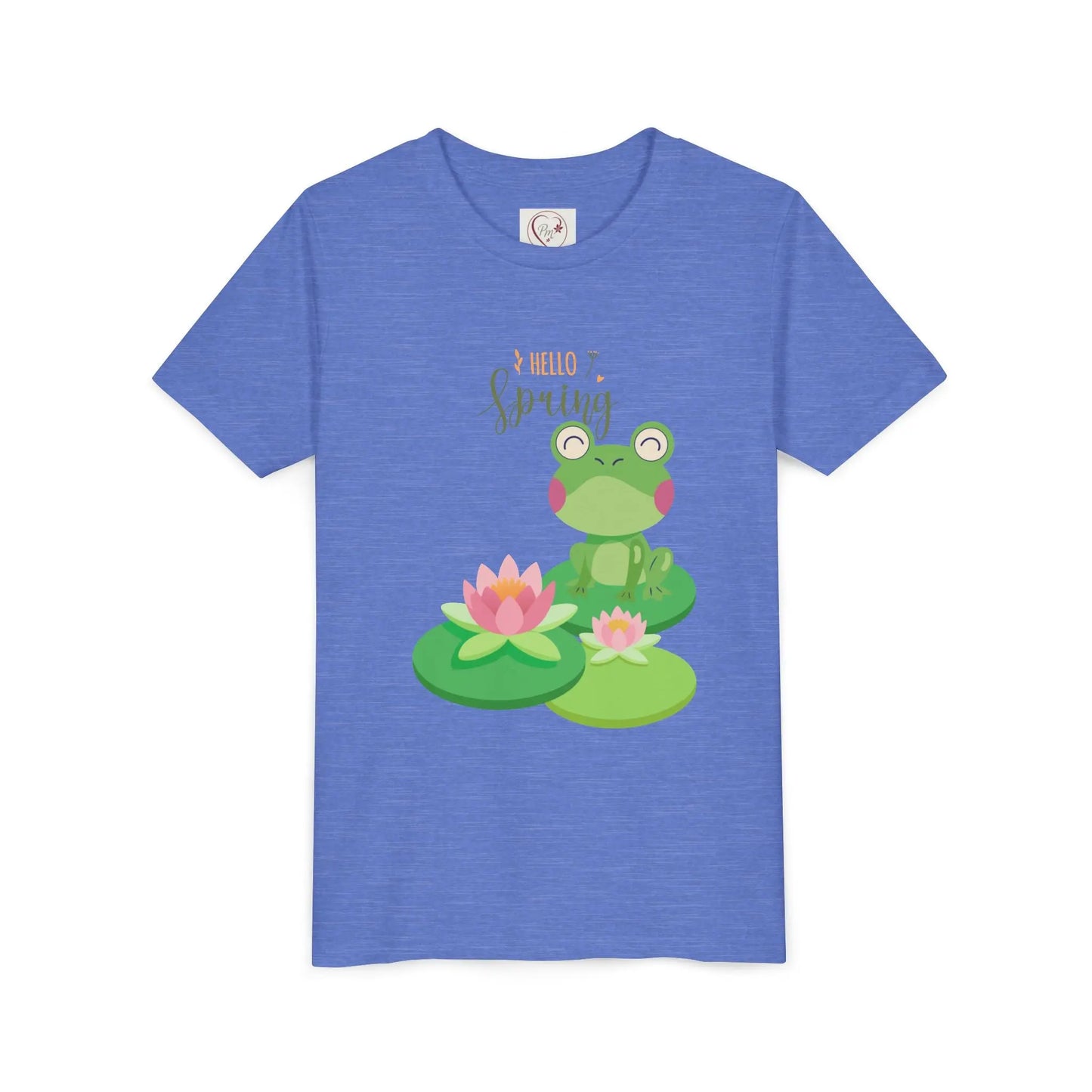 Soft cotton youth tee with playful frogs, water lilies, florals, and bluebird. Perfect for spring adventures and everyday wear. Sizes S-XL.
Heather Columbia Blue