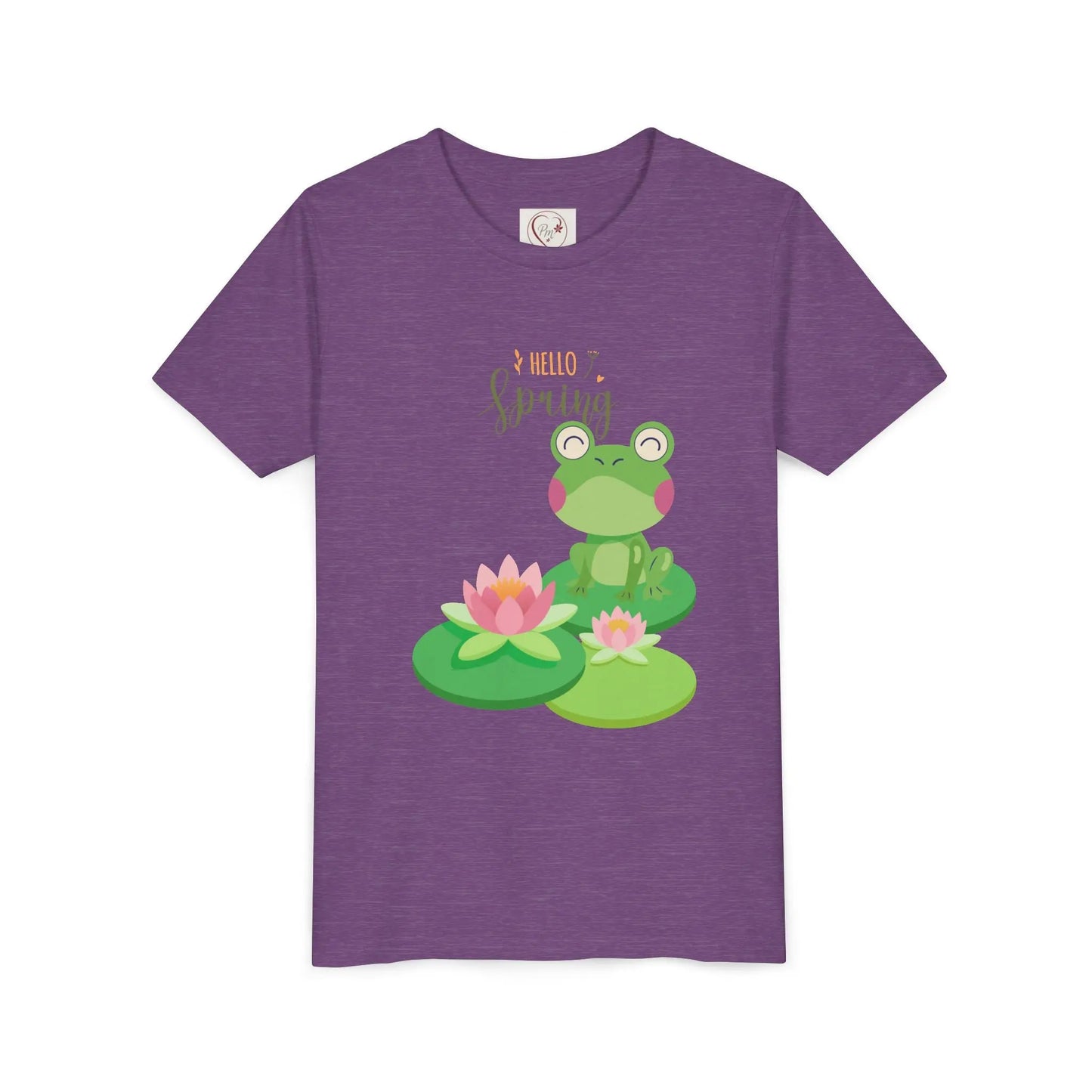 Soft cotton youth tee with playful frogs, water lilies, florals, and bluebird. Perfect for spring adventures and everyday wear. Sizes S-XL.
Heather Team Purple