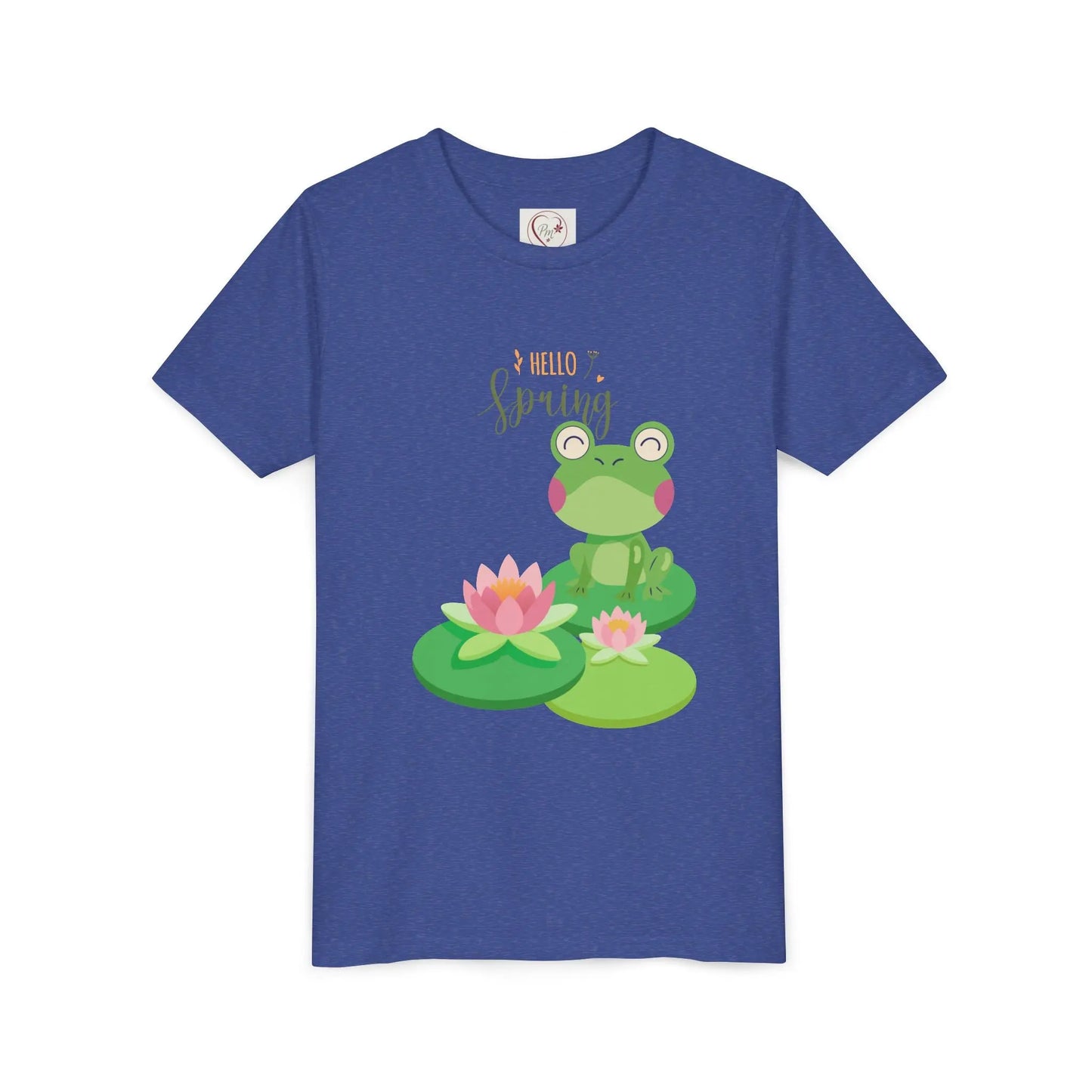 Soft cotton youth tee with playful frogs, water lilies, florals, and bluebird. Perfect for spring adventures and everyday wear. Sizes S-XL.
Heather True Royal