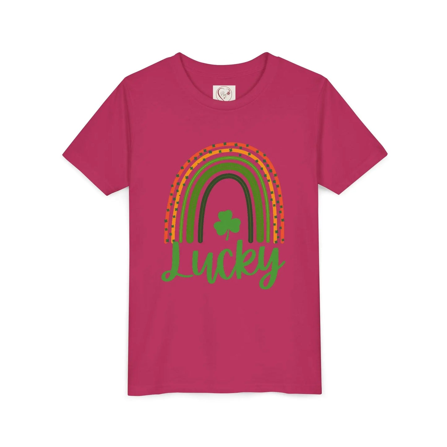 Celebrate St. Patrick's Day with this vibrant Lucky Rainbow youth tee. Soft, comfortable, perfect for parades, parties & Irish pride all March long. Berry
